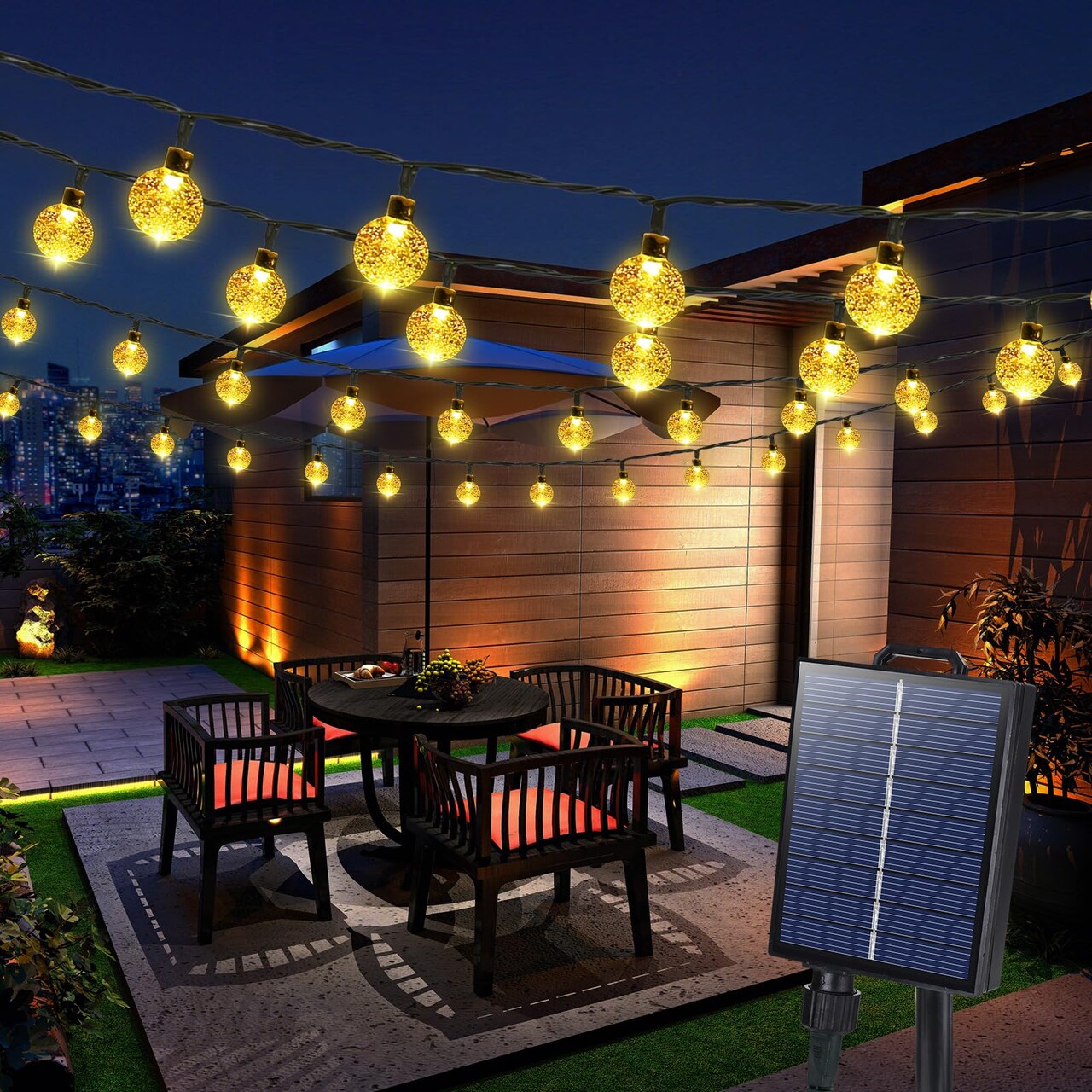 Solar String Lights Outdoor, 65FT 100LED Solar Globe String Lights 8 Lighting Modes, Waterproof Solar Powered Patio Light for Garden Yard Porch Wedding Party Outdoor Decoration (Warm White)